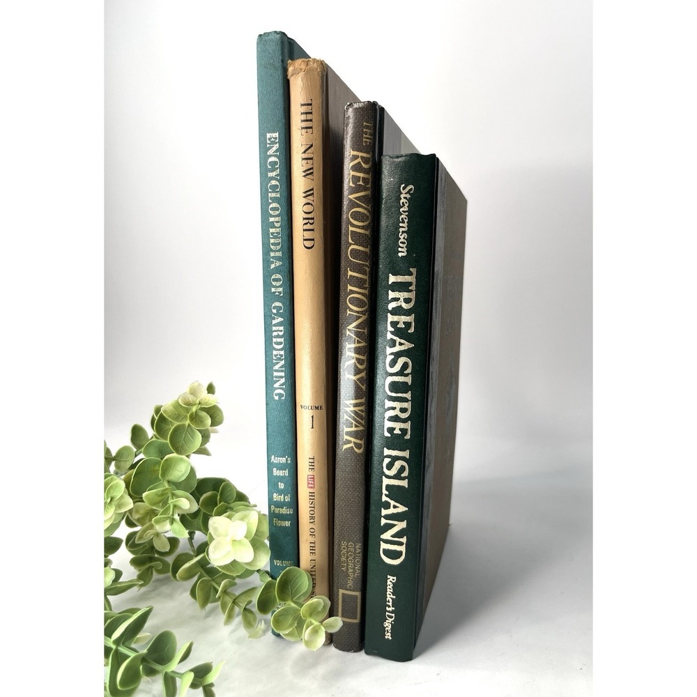 Lot of 4 Vintage Hardcover Books Curated Decorative Shelf Set Classic Neutral